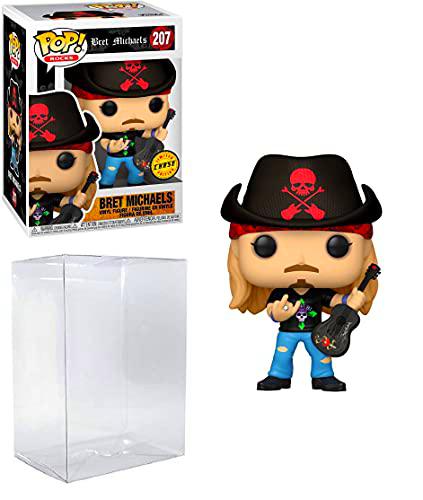 Funko Figura de vinilo Bret Michaels Chase Edition Pop #207 Pop Rocks (incluye funda protectora Ecotek compatible)