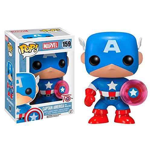 Funko 024964 Pop Marvel: Capitán América con Photon Shield 75th Anniversary Limited 159 Vinilo de Bobble Head