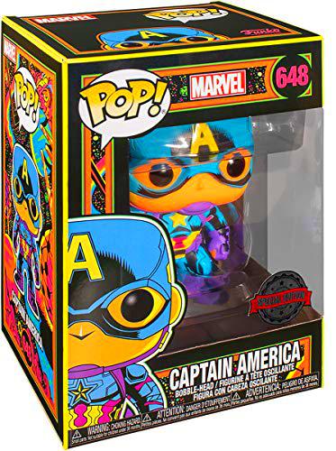 Funko- Pop Marvel Black Light Captain America Juguete Coleccionable