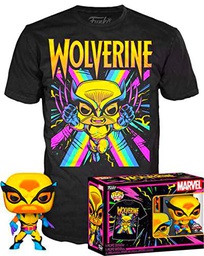 Funko- Set Figura Pop &amp; tee Marvel Wolverine Black Light Muñecos acción