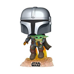 Funko- Pop Star Wars: The Mandalorian-Mando Flying w/Jet Pack Figura Coleccionable