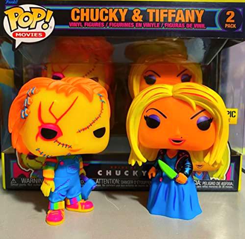 Funko Pop! Bride of Chucky: Chucky &amp; Tiffany Blacklight Hot Topic Exclusivo Paquete de 2