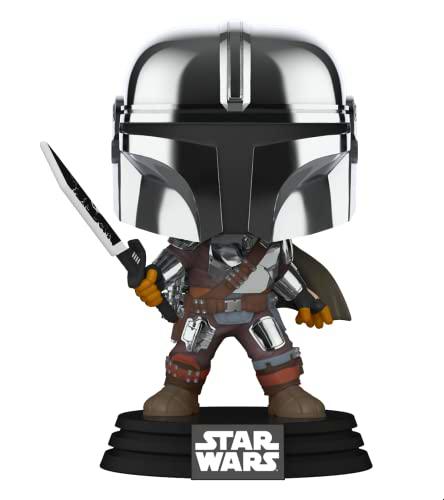 Funko POP! Star Wars - Mandaloriano con sable oscuro (cromado y brilla en la oscuridad), exclusivo