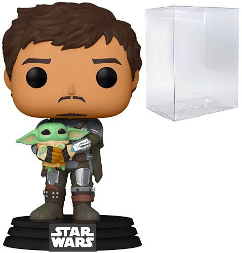 Star Wars: The Mandalorian - Mandalorian (Din Djarrin) Holding Grogu [The Child] Pop! Vinyl Figure (Bundled with Compatible Pop Box Protector Case)