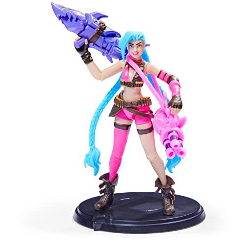 League of Legends, Figura Coleccionable de Jinx de 10,2 cm con Detalles 2 Accesorios