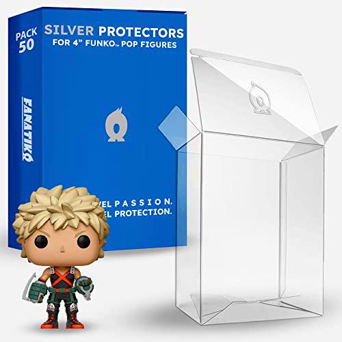 Fanatiko Pack de 50 Protectores Silver para Funko Pop 4&quot;- Funda Funko Pop de 0,4mm Grosor