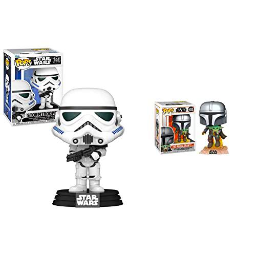 Funko: Pop Star Wars: SWNC - Stormtrooper &amp; Pop Star Wars The Mandalorian-Mando Flying w/Jet Pack Figura Coleccionable