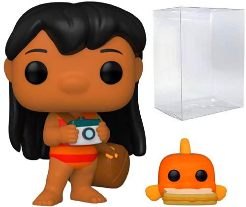 Funko Disney: Lilo &amp; Stitch - Figura de vinilo de Lilo con Pudge Pop! (paquete con funda protectora compatible con PopBox)