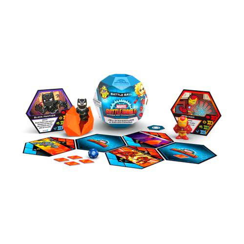 Marvel Battleworld: Serie 1 Misterio de The Thanostones Battle Ball Incluye 2 Personajes coleccionables y Cartas de Combate