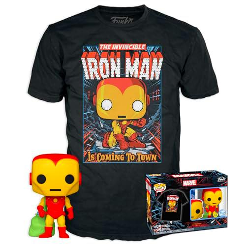 Funko Pop! &amp; tee: Marvel - Holiday Iron Man - Brilla en la Oscuridad