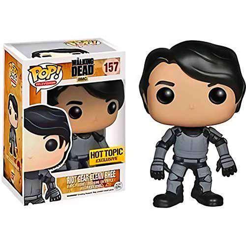 Funko Riot Gear Glenn Rhee (Hot Topic Exclusive): Figura de vinilo de TV Walking Dead x POP! y 1 paquete protector gráfico de plástico PET [#157/04426