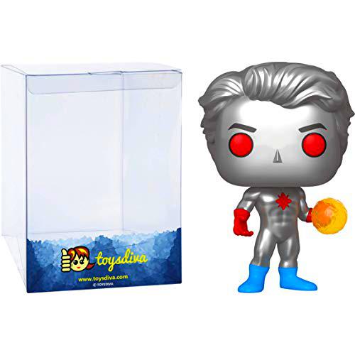 Captain Atom (WonderCon Exc): Funk o Pop! Heroes - Figura de vinilo con 1 protector gráfico compatible &quot;ToysDiva&quot; (333