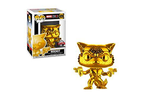 Funko Pop! Marvel Studios 10th Anniversary #420 Guardians of The Galaxy Rocket Raccoon Gold Chrome Exclusive Figure